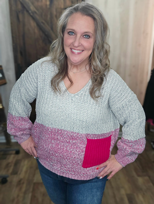 Magnificent Magenta Pocket Sweater