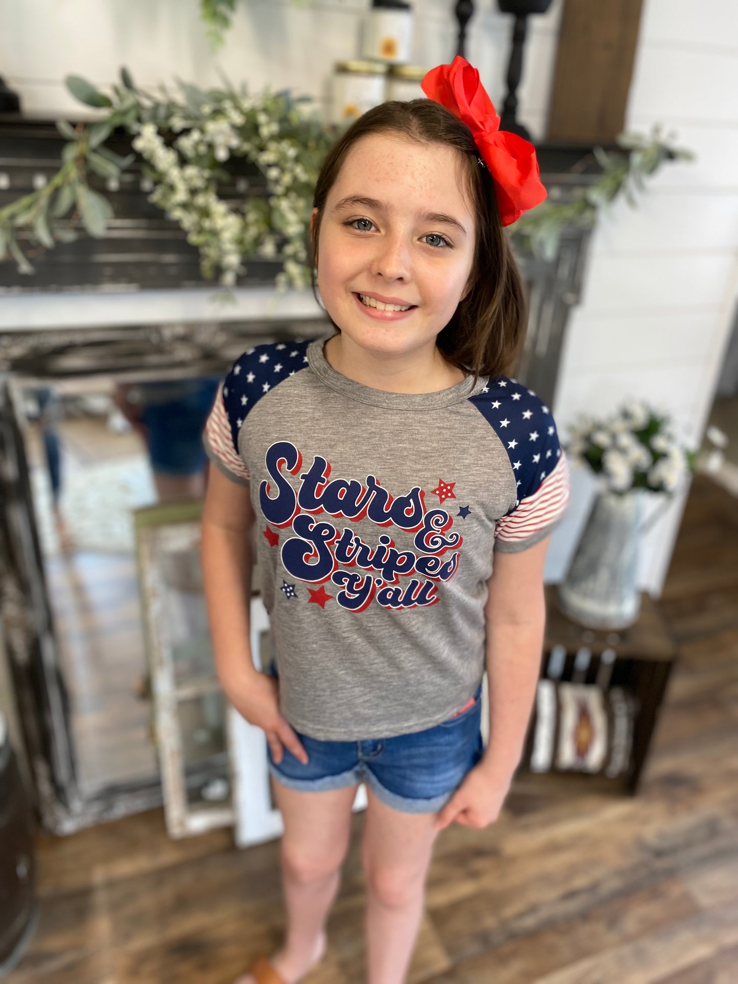 Little Girls Stars and Stripes Tee