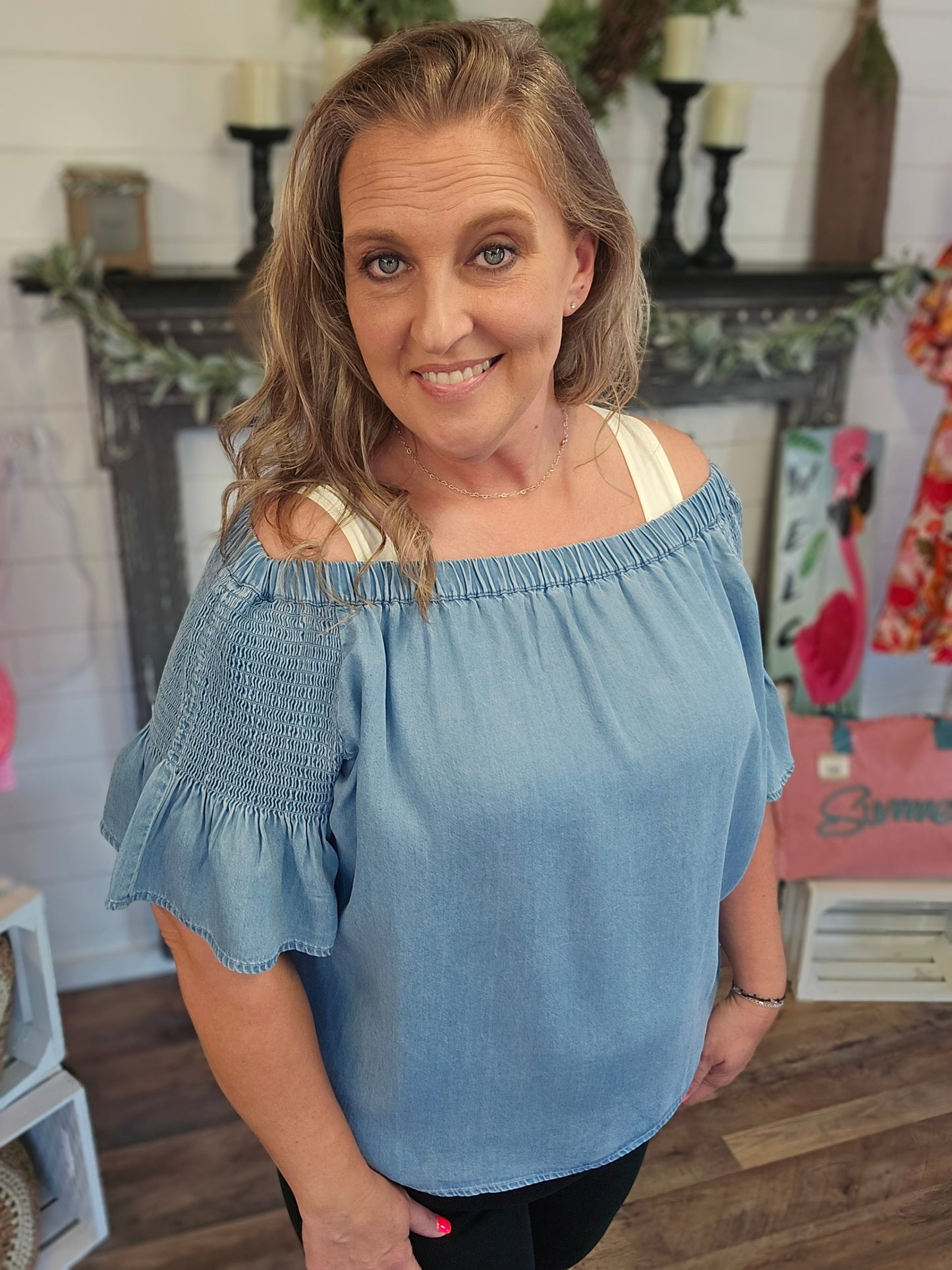 Sherry Chambray Top