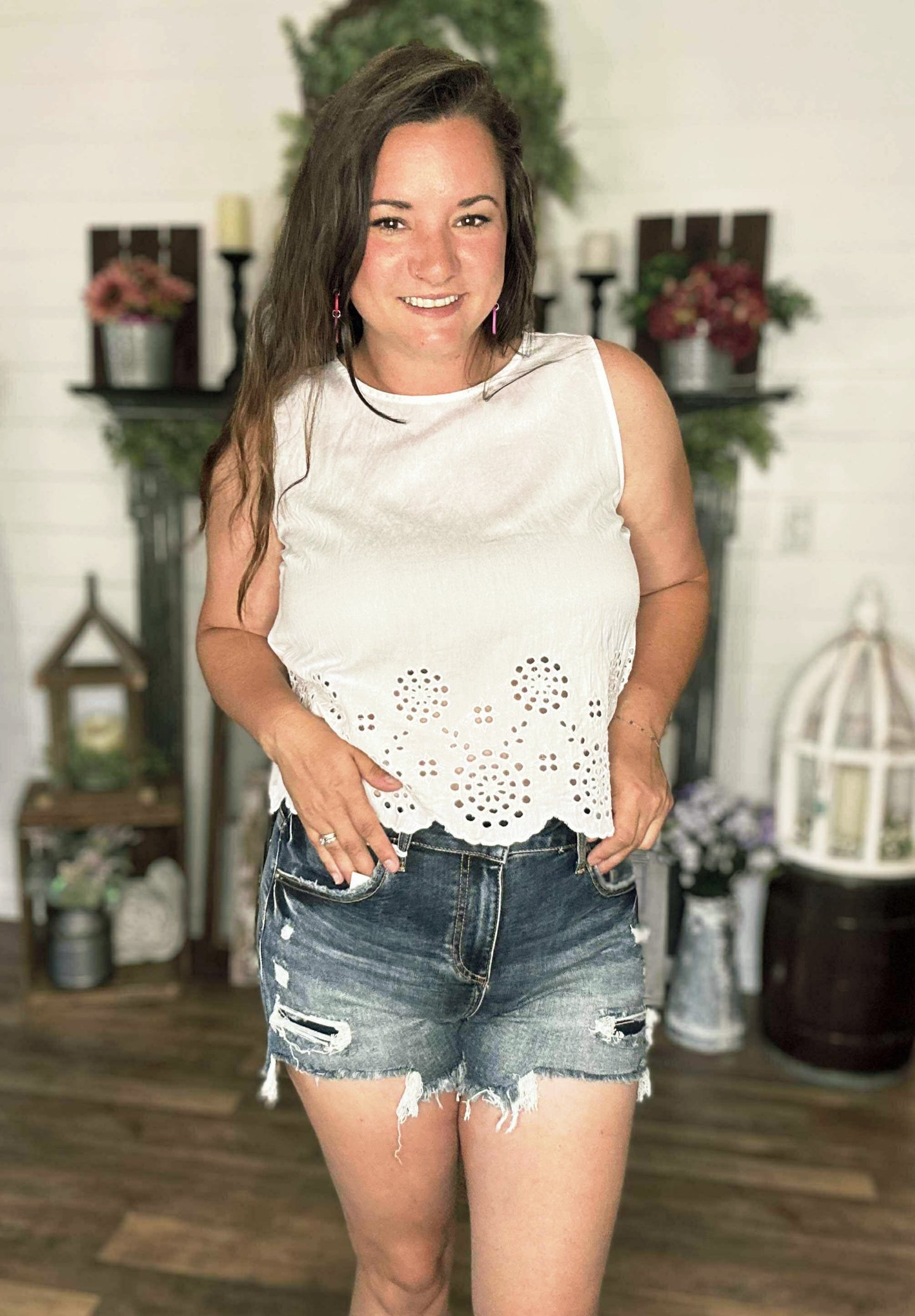 Envy Eyelet Sleeveless Top