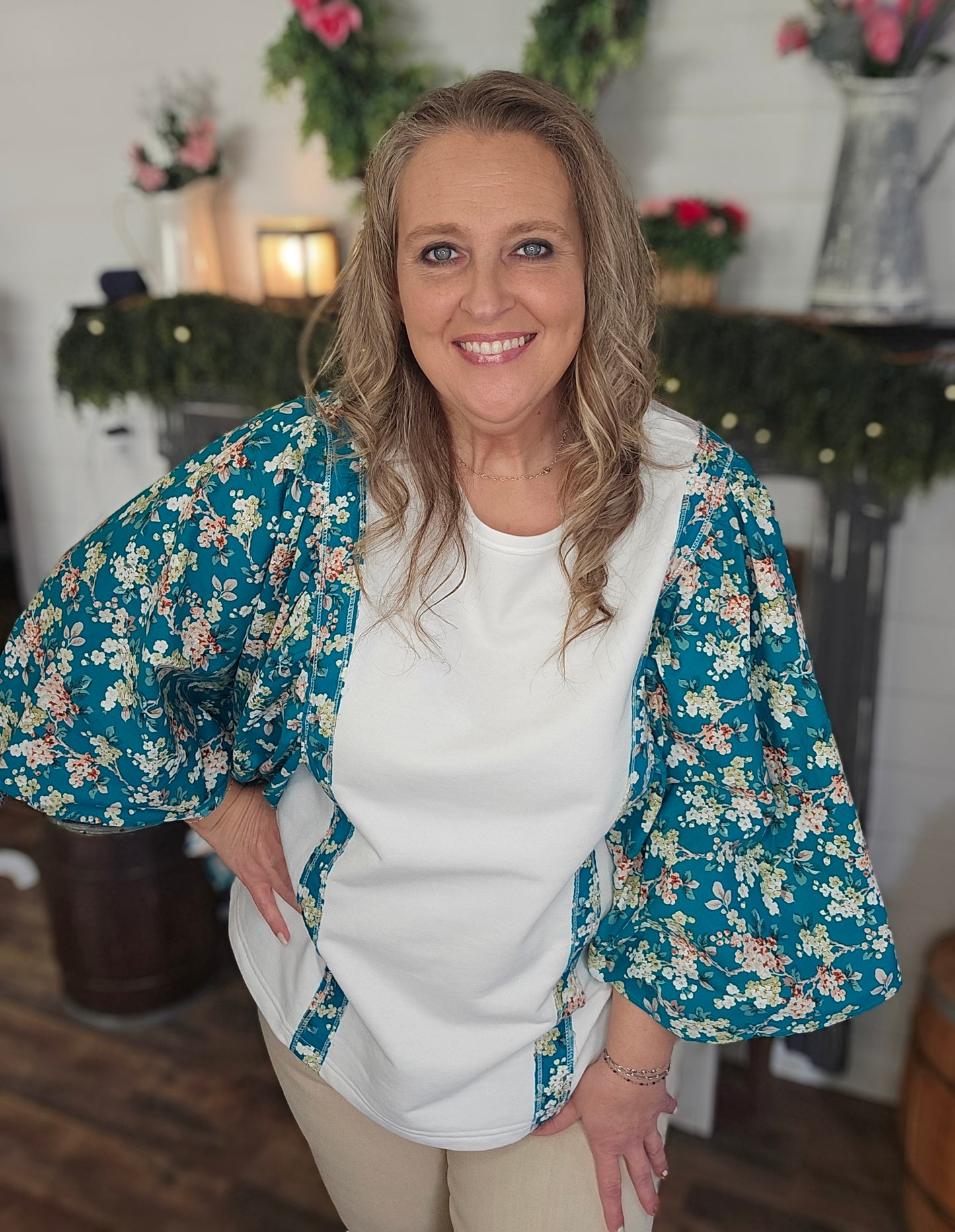 Floral Flutter Sleeve Blouse