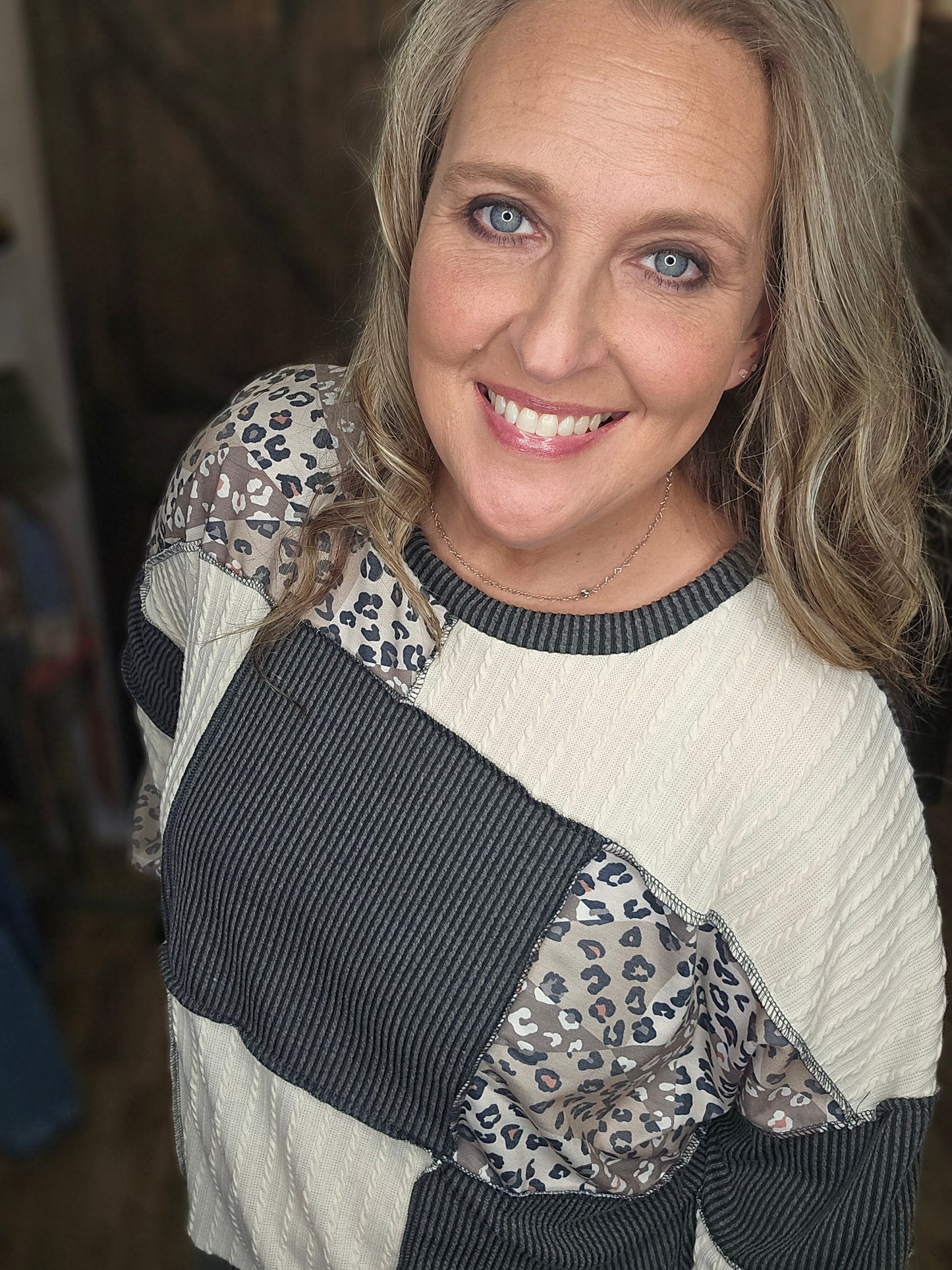 Rumi Ribbed Leopard knit Top