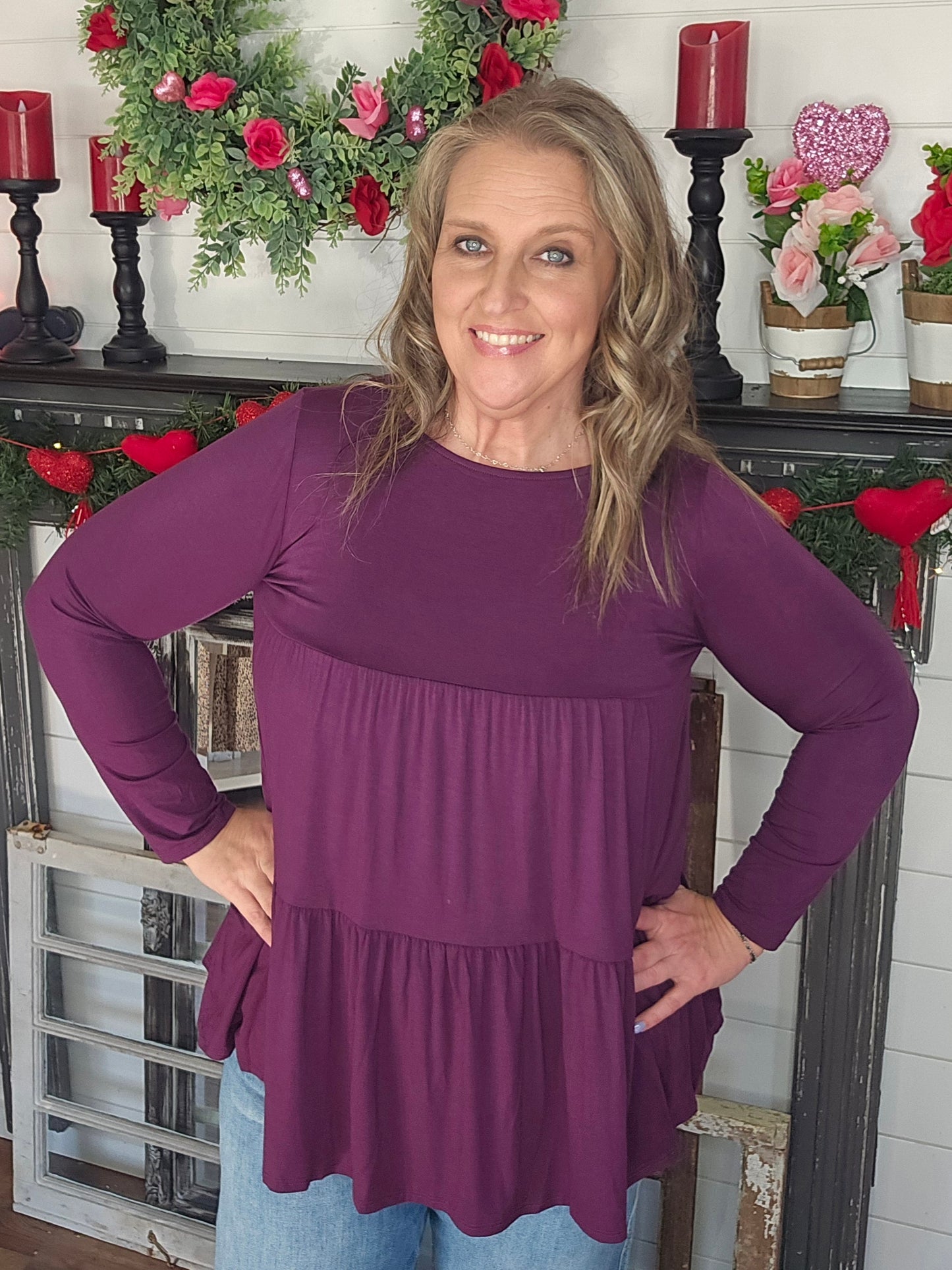 Plum Babydoll Tunic Top