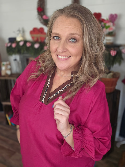 Love It Leopard Trim Top