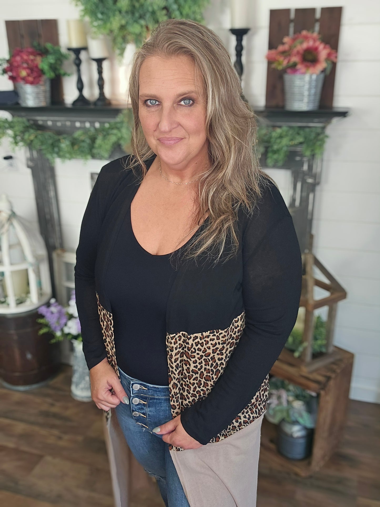 Cheetah Blocked Colored Cardigan