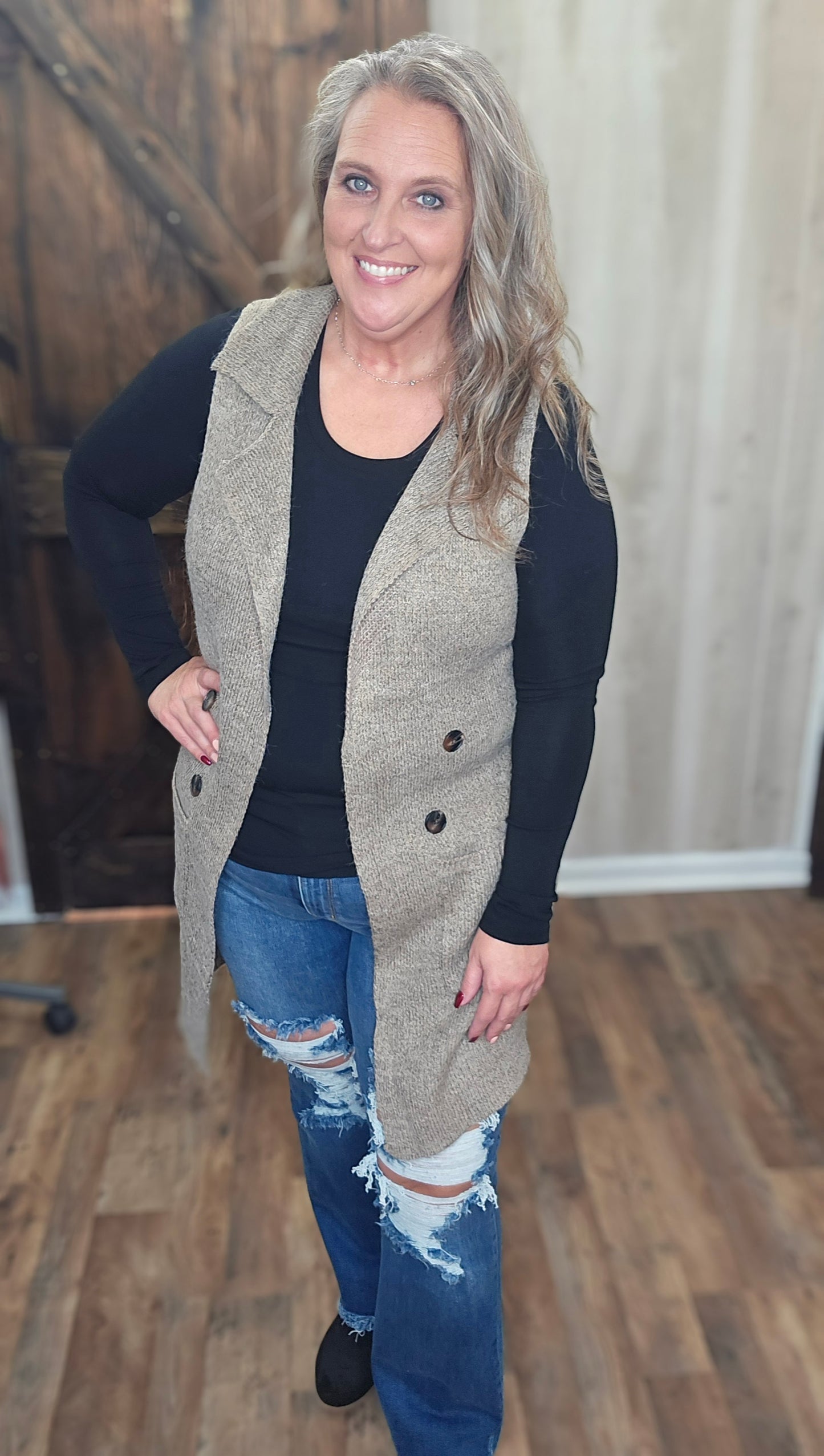 Samantha Sleeveless Long Sweater Vest