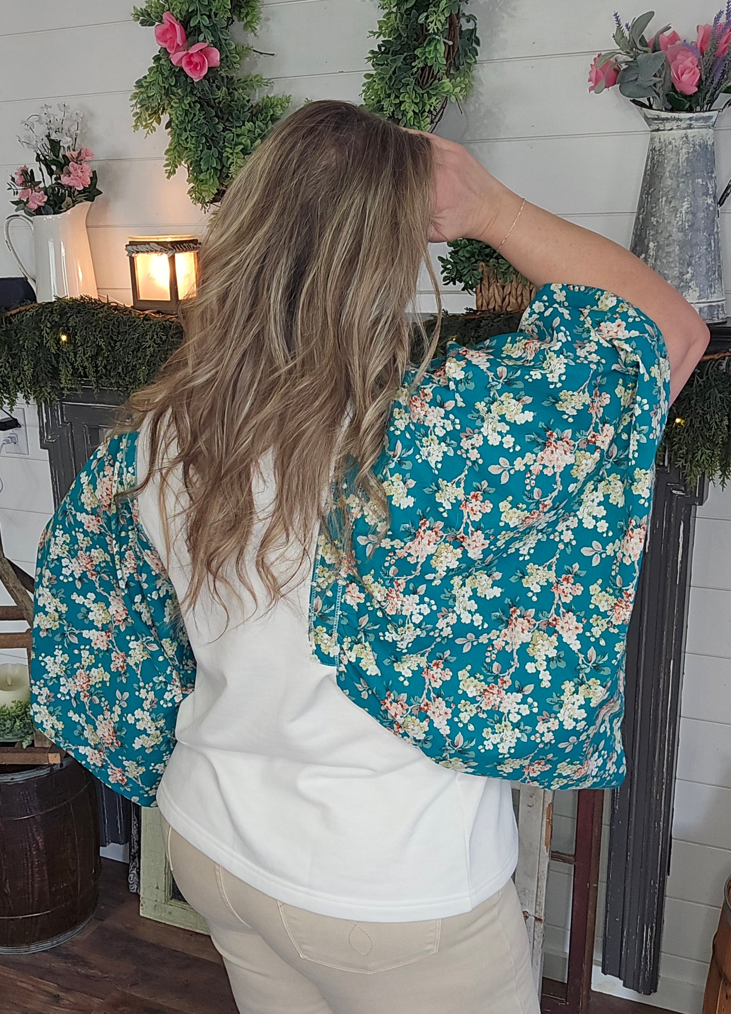 Floral Flutter Sleeve Blouse