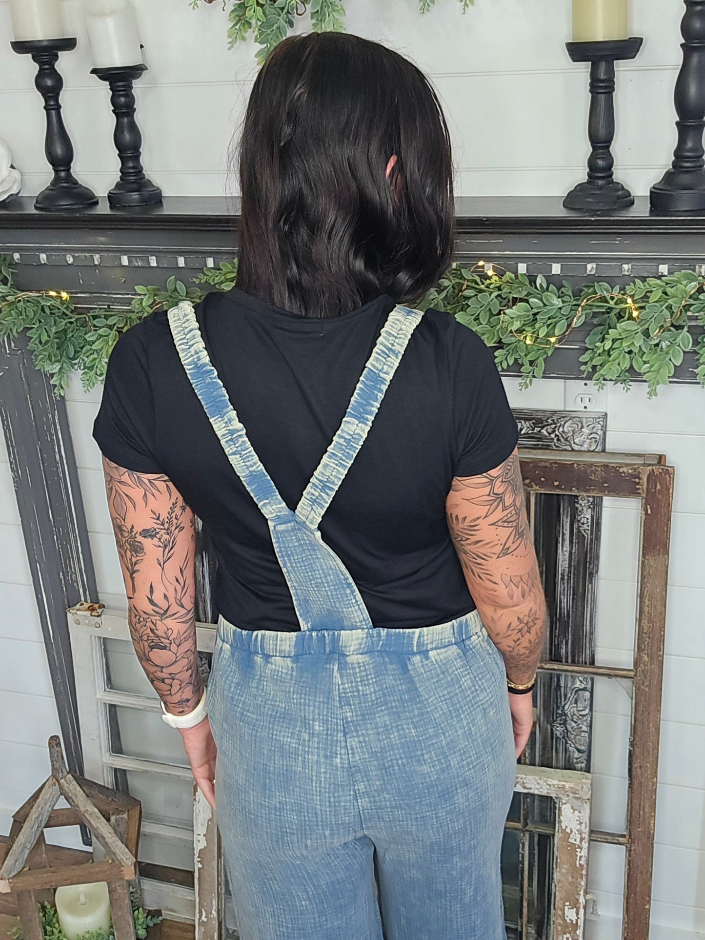 Double Gauze Wide Leg Overalls