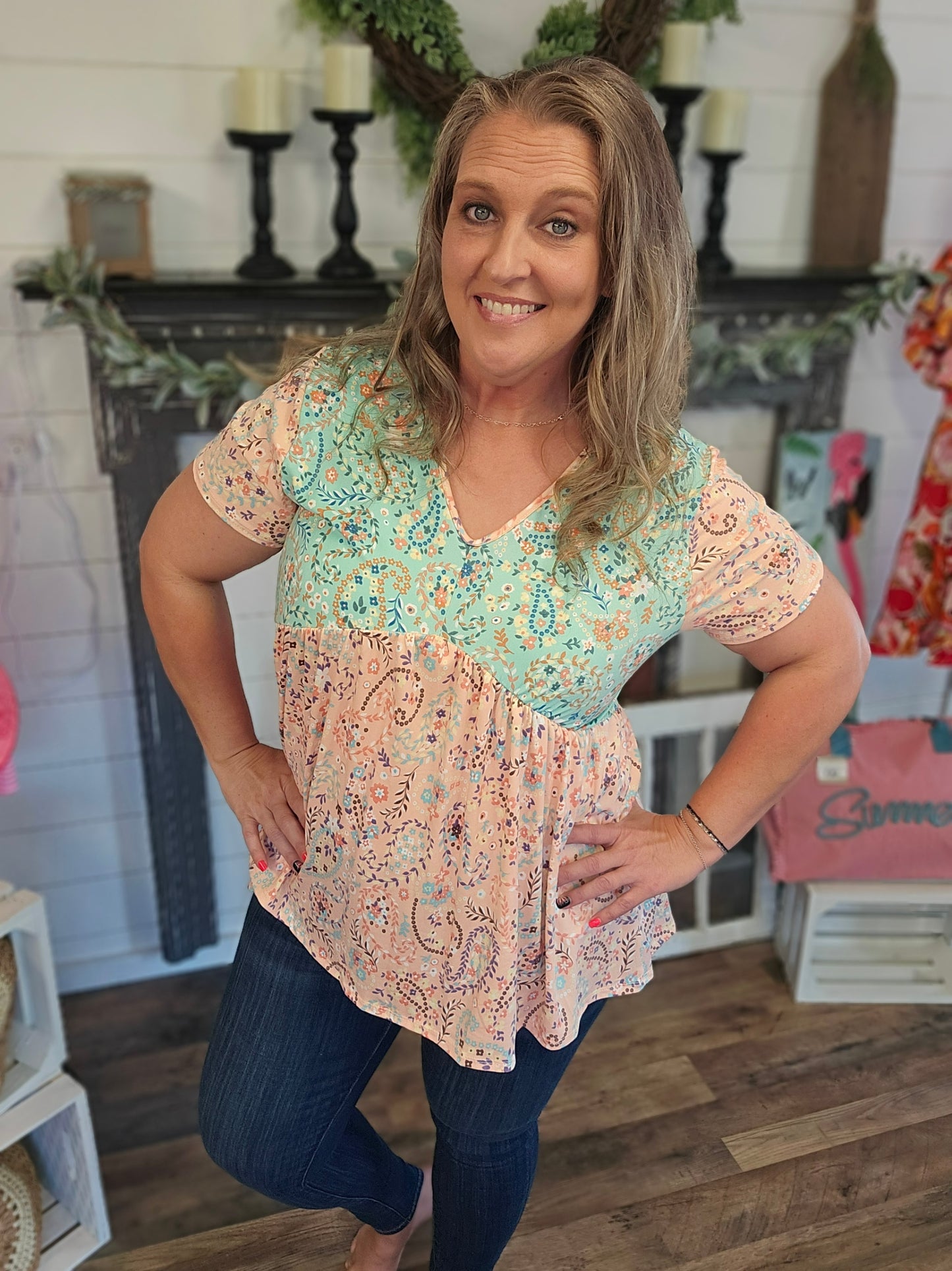 Paisley Floral Babydoll Top