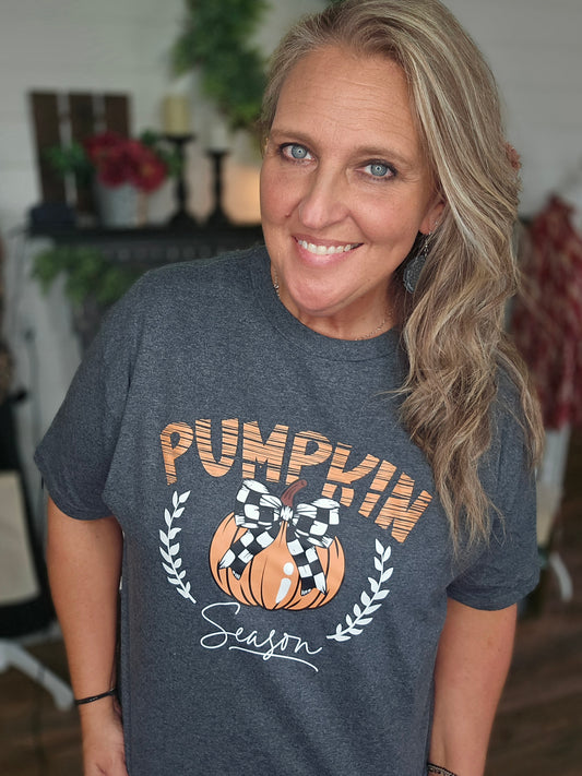 Checkered Pumpkin Season Tee