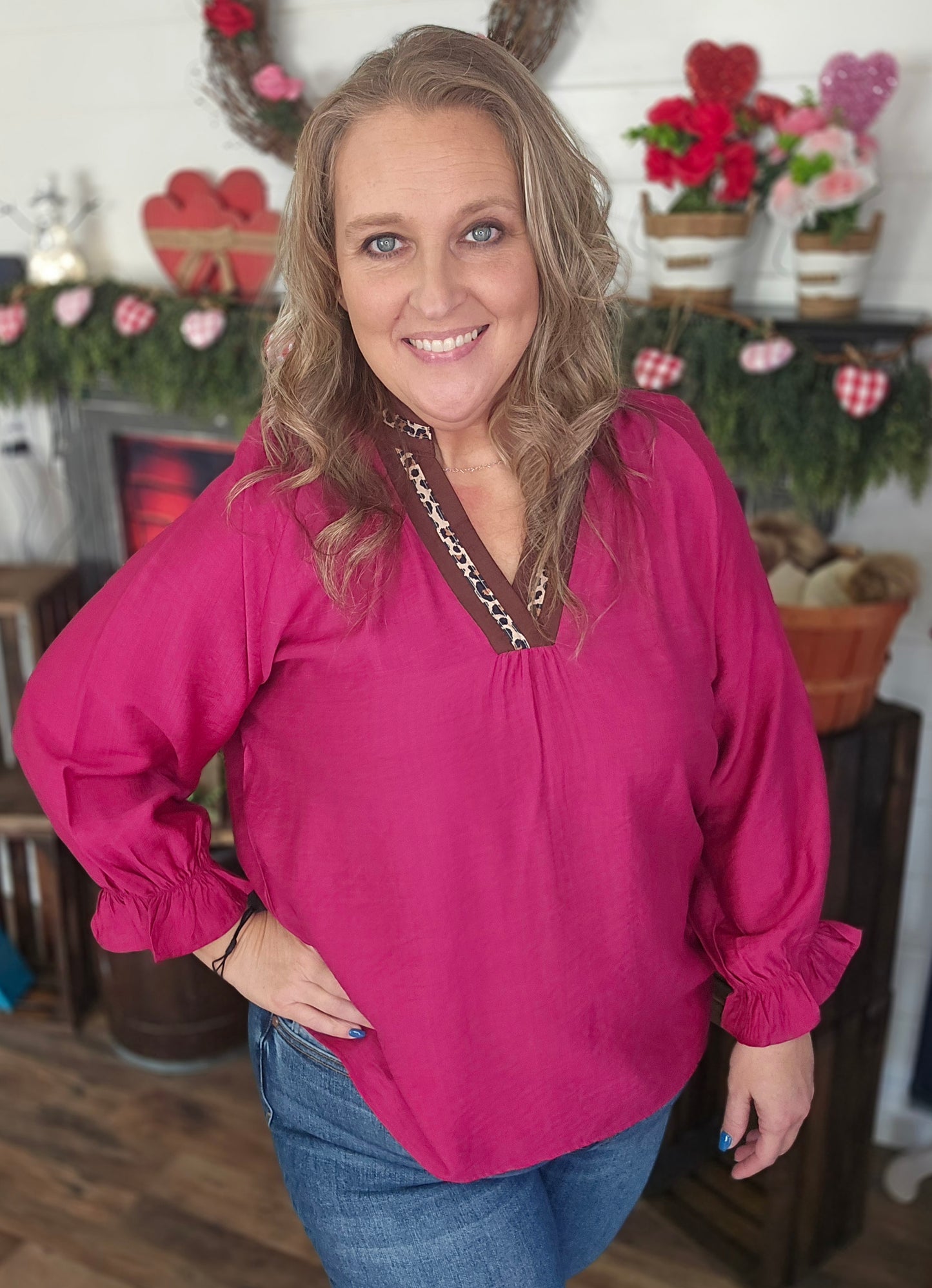 Love It Leopard Trim Top