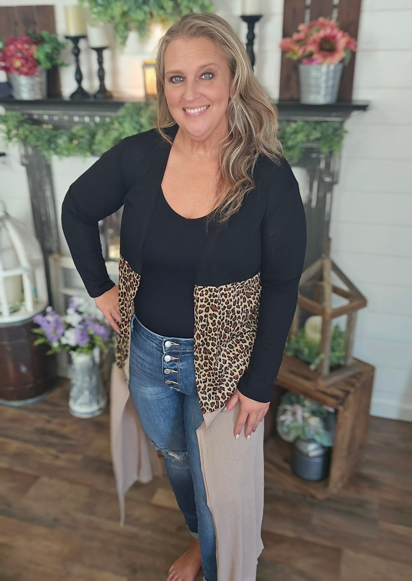 Cheetah Blocked Colored Cardigan
