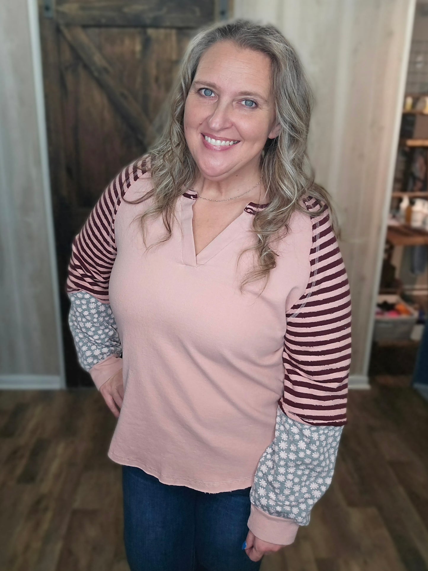 Fannie Floral and Striped Top