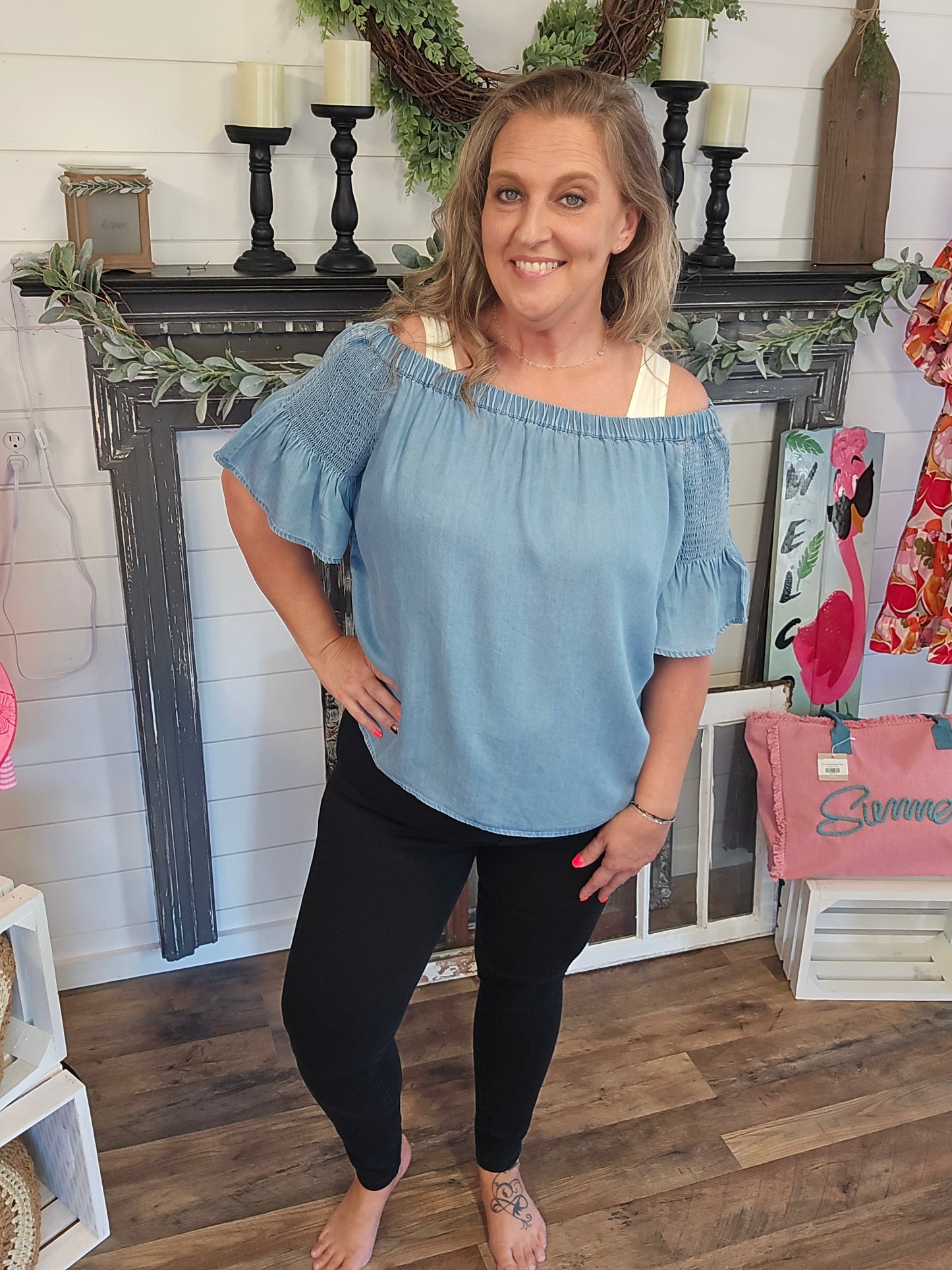 Sherry Chambray Top