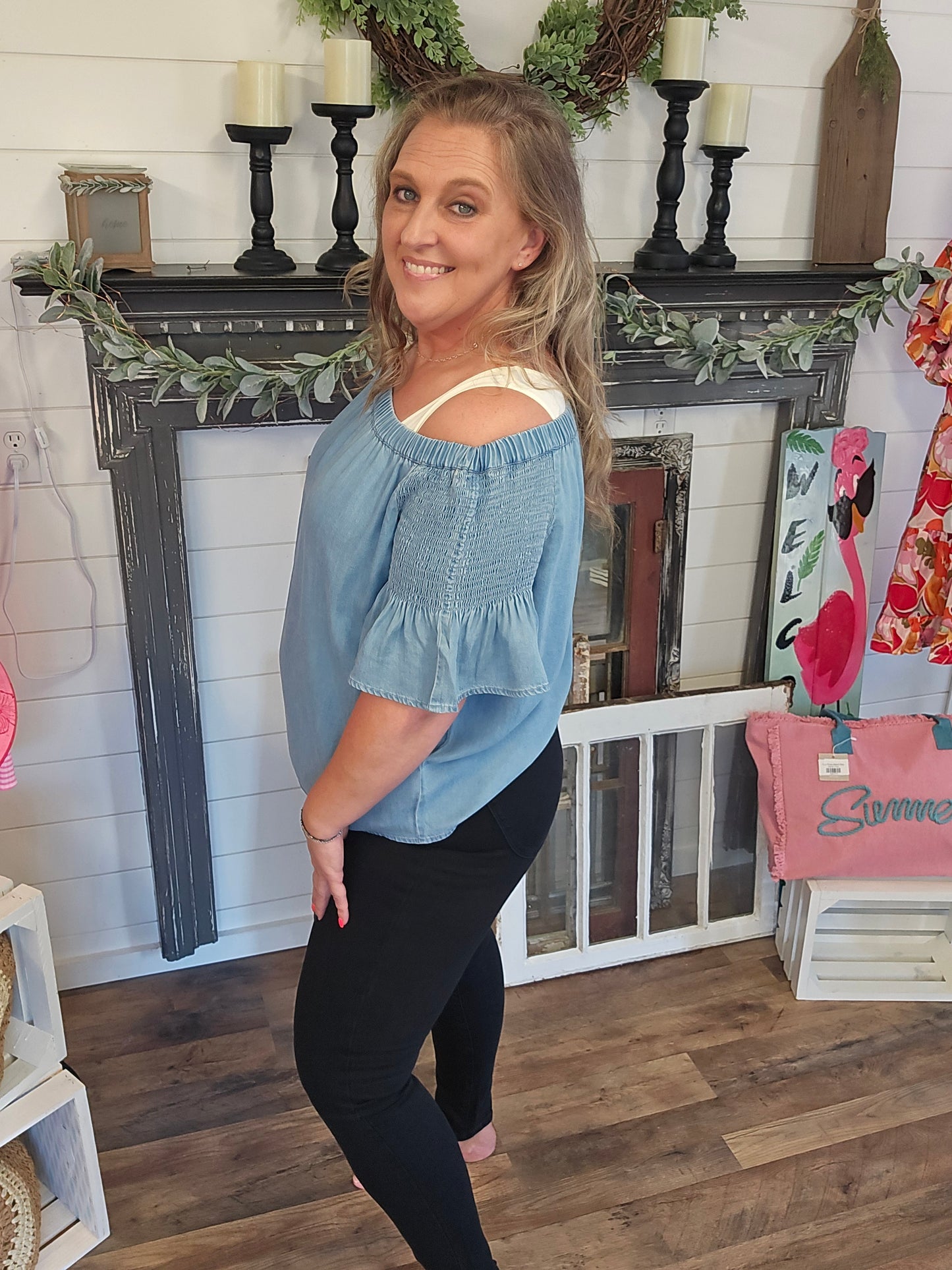 Sherry Chambray Top