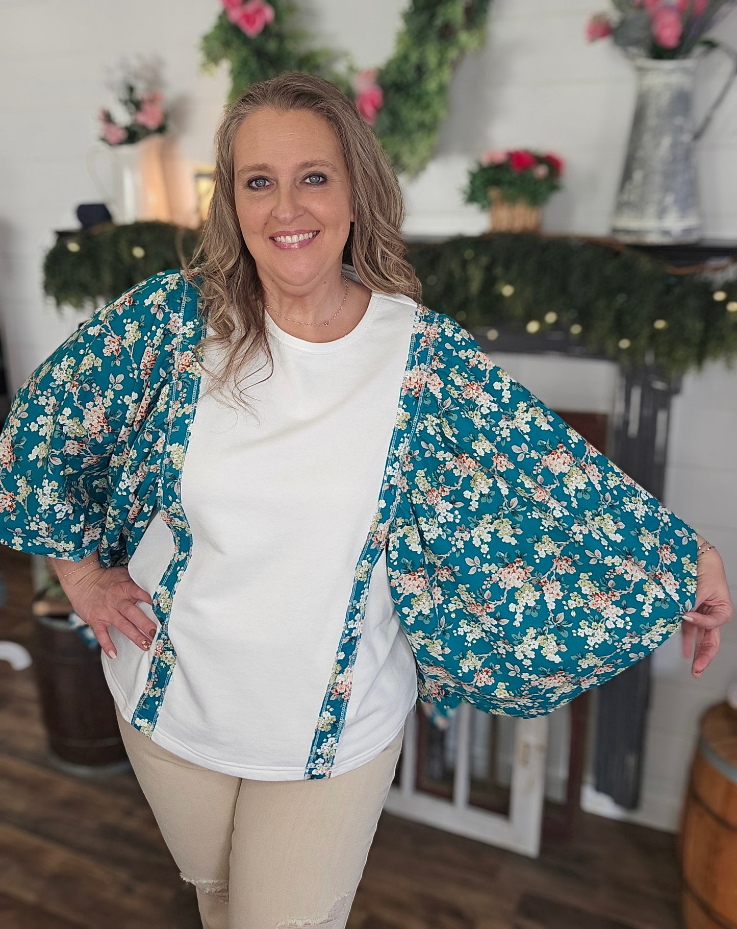 Floral Flutter Sleeve Blouse