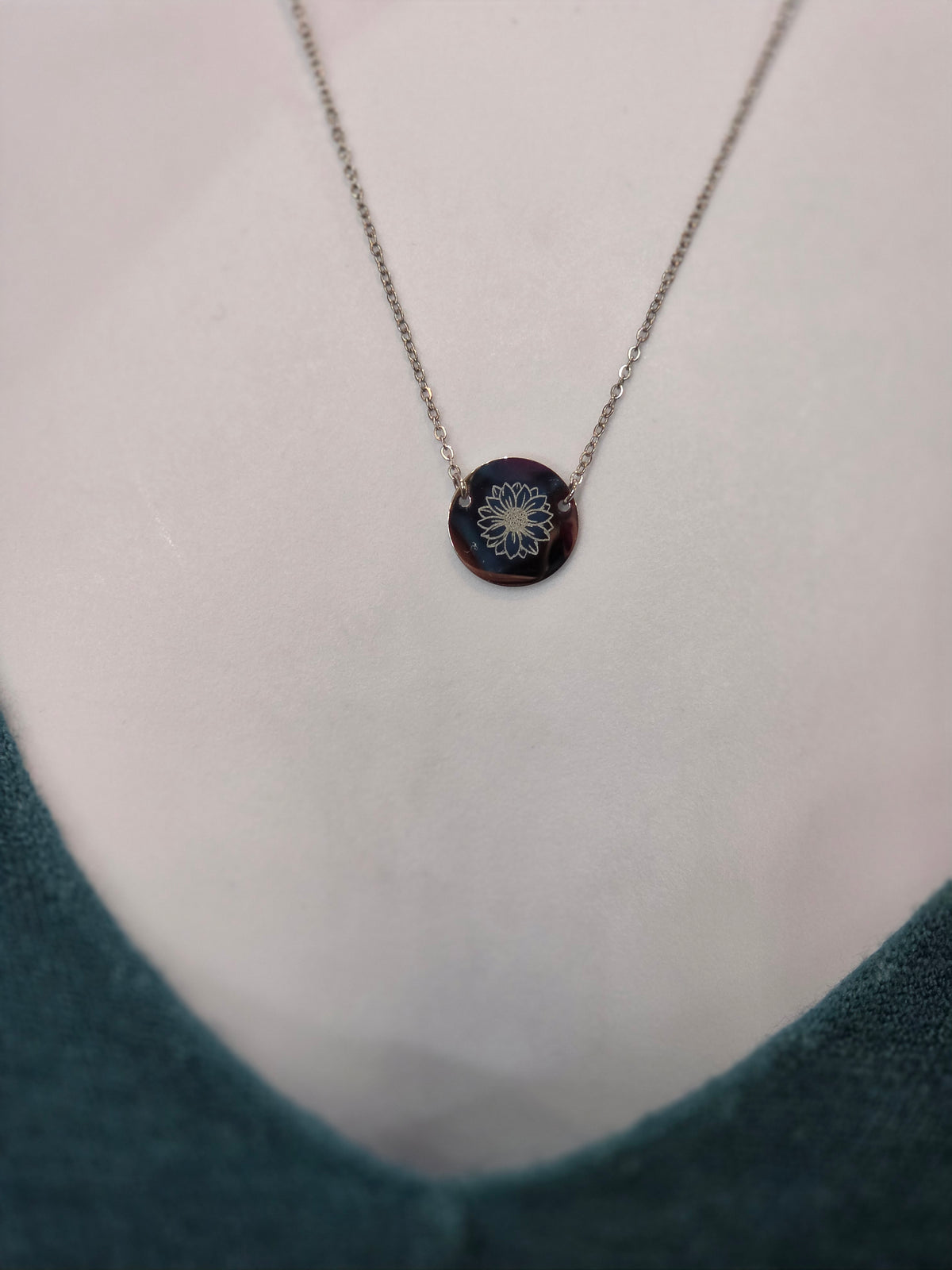 Sunflower Engraved Necklace