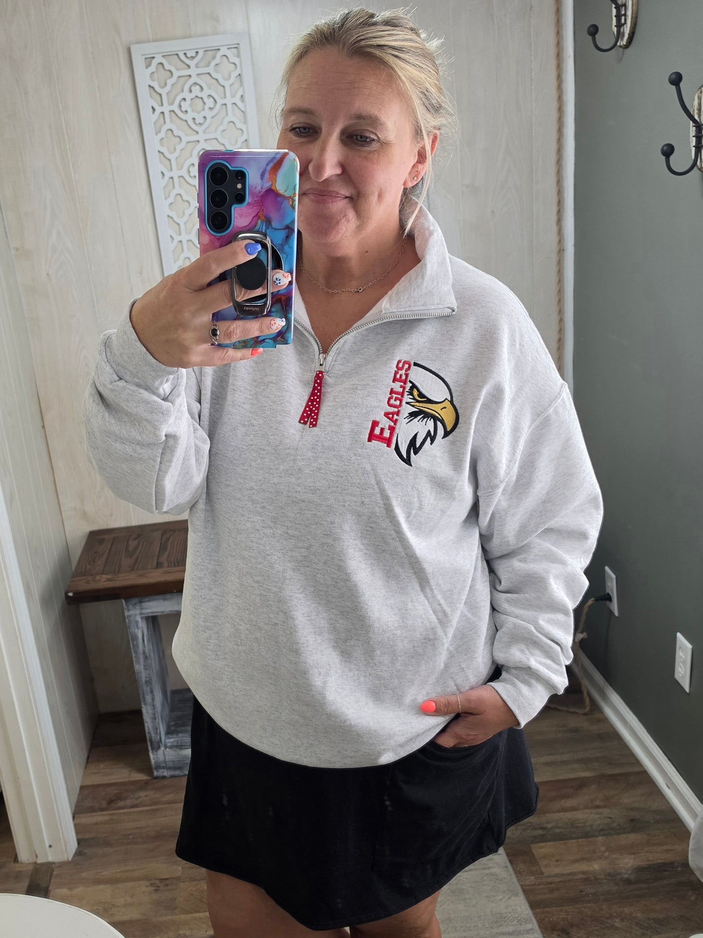 PRE-ORDER - Sewing Memories EAGLES Quarter Zip Crewneck