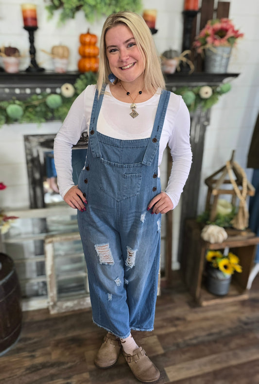 Vintage Denim Wide Leg Jumpsuit