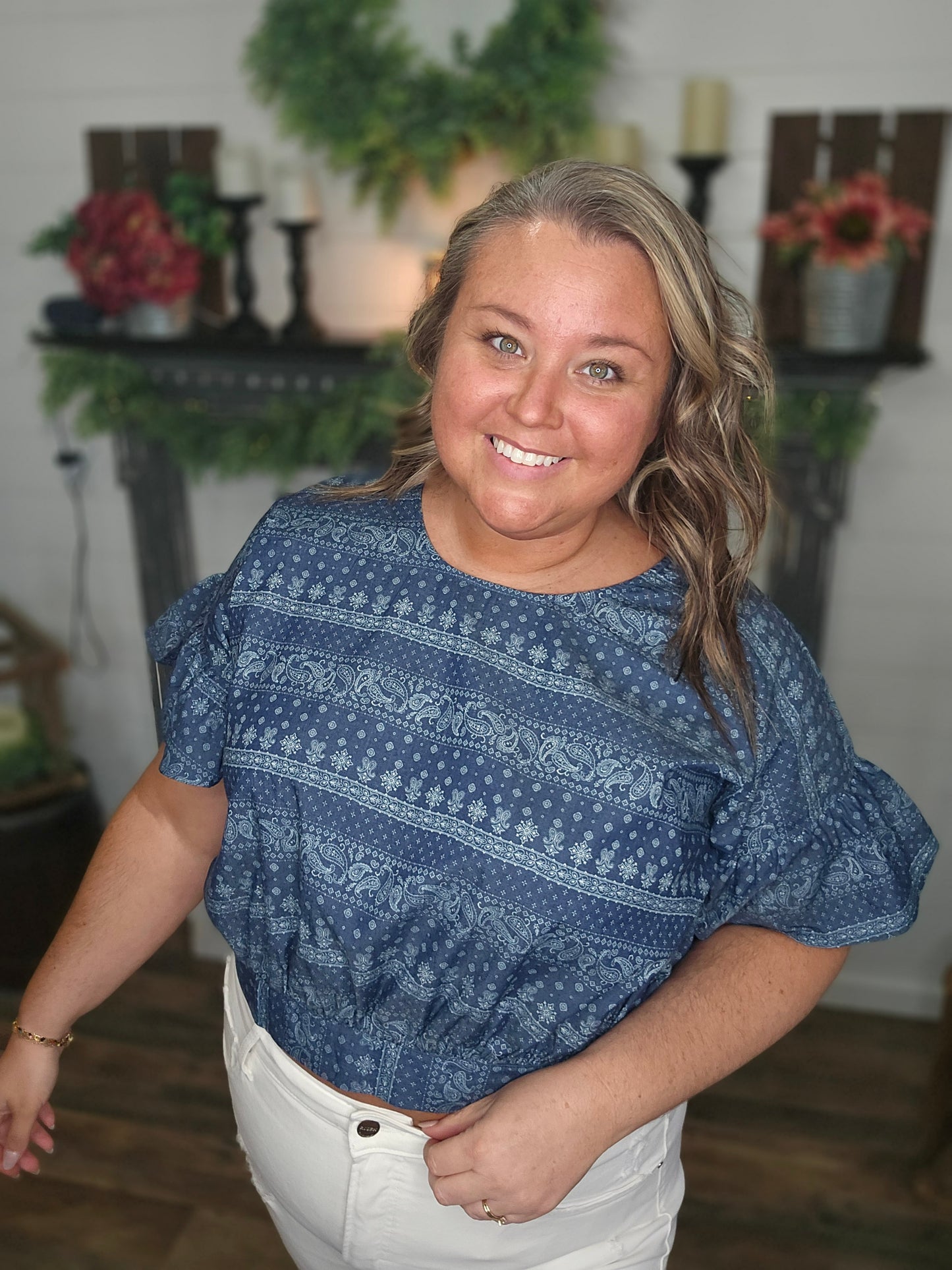 Emily Jane Chambray Crop Top