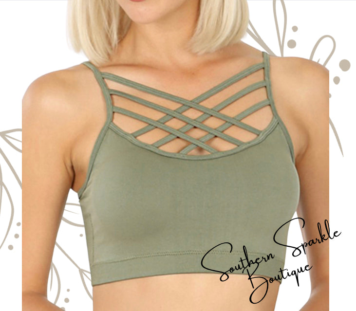 Olive caged bralette